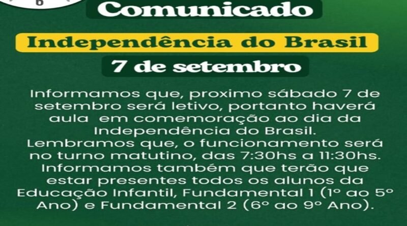 Nossas tradições se perdendo…Não teremos nosso tradicional 7 de Setembro!