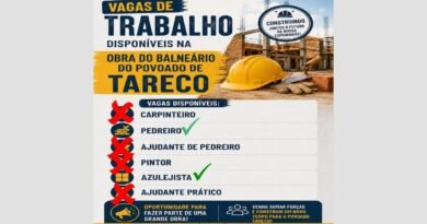 Obra do Balneário do Tareco ainda tem vaga para Pedreiro