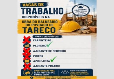Obra do Balneário do Tareco ainda tem vaga para Pedreiro